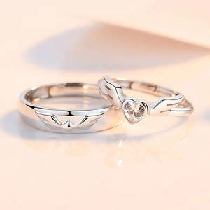 Alvira Adjustable Angel Wings Heart Couple Rings Lovers Valentine Gift ...