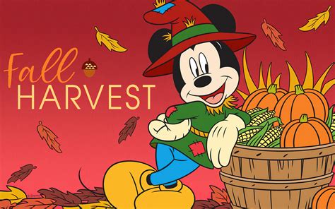 Fall Wallpaper 4K, Thanksgiving, Mickey Mouse