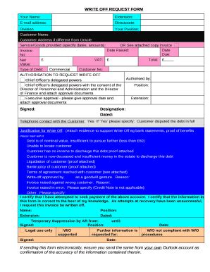 WRITE OFF REQUEST Doc Template | pdfFiller