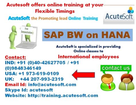 Sap bw on hana sap bw on hana online training at acutesoft in Babiyal ...