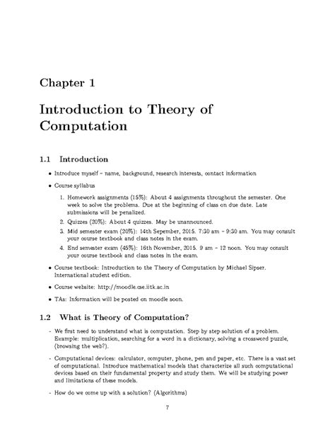 Lecture notes-Week1 - Chapter 1 Introduction to Theory of Computation 1 ...