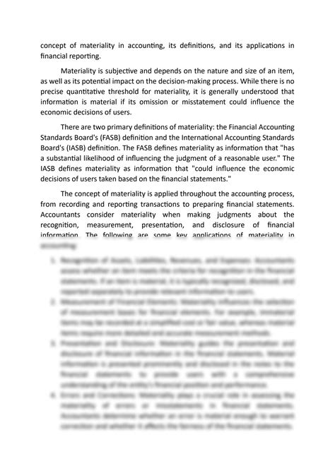 SOLUTION: The concept of materiality in accounting definitions and applications - Studypool