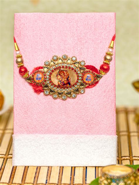 Buy | Handmade Diamond Ganesha Rakhi Comes with Rakhi Card & Roli ...
