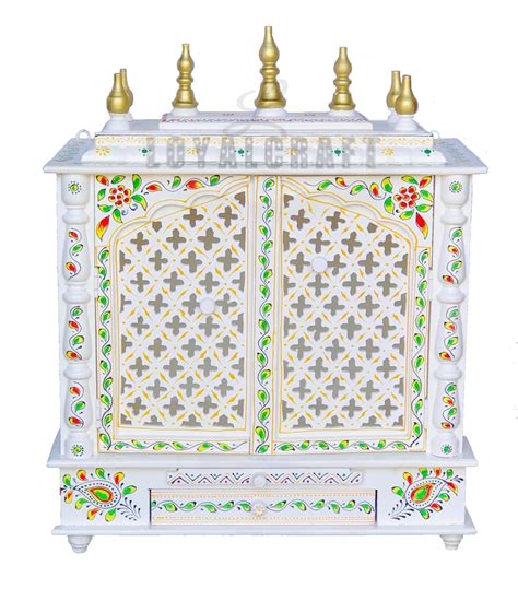 OBRAWAL Mini Temple | White Marble | Hand Painted | Home and Office ...