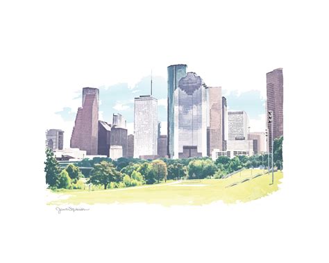 Houston Skyline Art Print