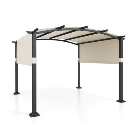 10 x 10 ft Outdoor Pergola Modern Arched Patio Garden Shelter with ...