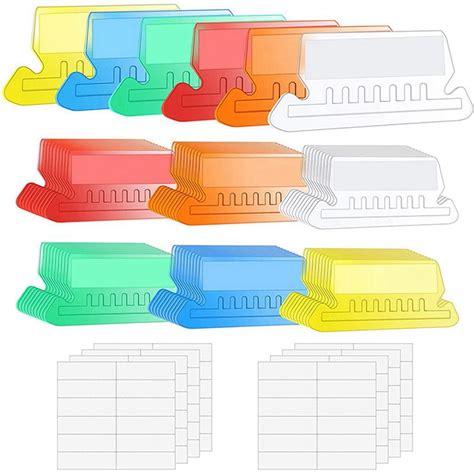 120 Sets Multicolor Hanging File Folder Tabs with Blank Inserts 2 ...