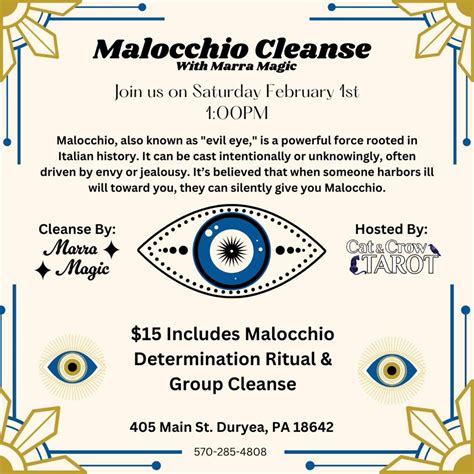 Malocchio Cleanse , 405 Main St., Duryea, PA, 1 February 2025 | AllEvents