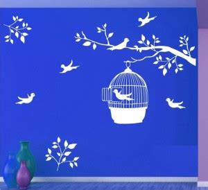 sp decals 120 cm decorative birds cages with tree leaves white decal ...