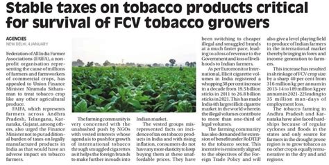 Stable Taxes Critical for Survival of FCV Tobacco Growers - Protect Our ...