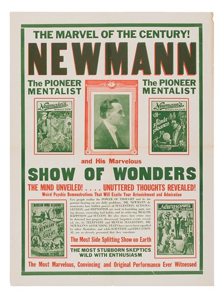 Lot Detail - Group of Three C.A. George Newmann Mentalism Posters.