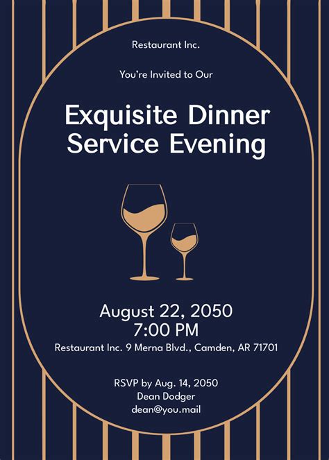 Free Formal Dinner Restaurant Invitation Template to Edit Online