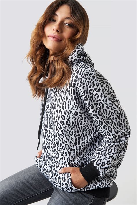 Leopard Print Oversized Hoodie Mehrfarbig | NA-KD