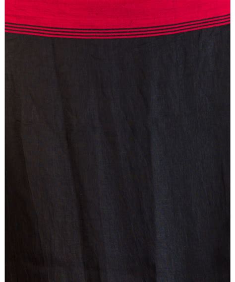 Black red hand woven bengal linen jamdani saree – GoSwadeshi