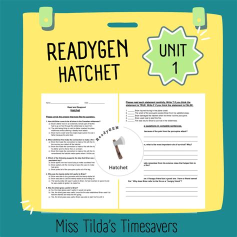 Hatchet - Read and Respond Grade 5 ReadyGEN | Made By Teachers