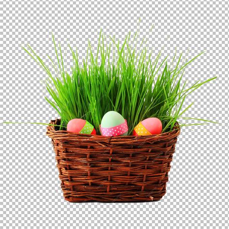 Premium PSD | Psd easter egg in a basket full of grass isolated on the ...