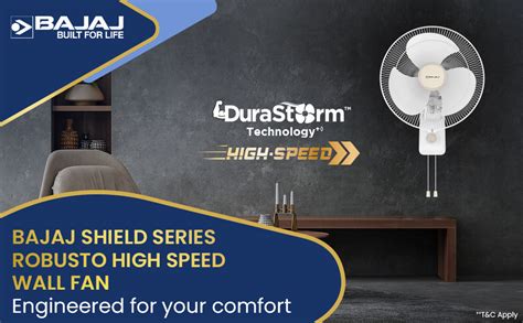 Bajaj Shield Series Robusto High Speed 400MM Wall Fan for Home ...