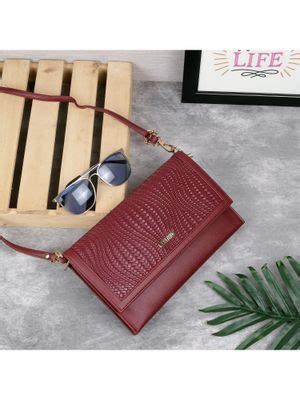 Buy Metro Textured Faux Leather Maroon Casual Sling Bag Online