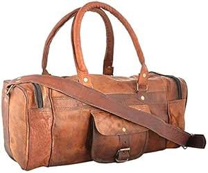 Buy Znt Bgas Vintage Leather Duffel 24 Inch Travel Gym Sports Overight ...