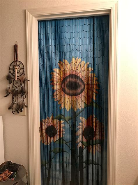 Bamboo Wood Beaded Curtain-90 Strands-Boho Door Beads-Sunflower