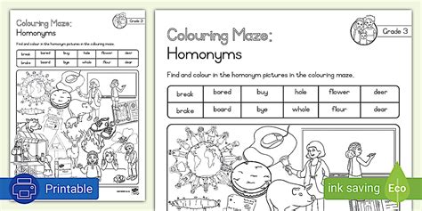 Grade 3 Phonics Colouring Page Homophones (teacher made)