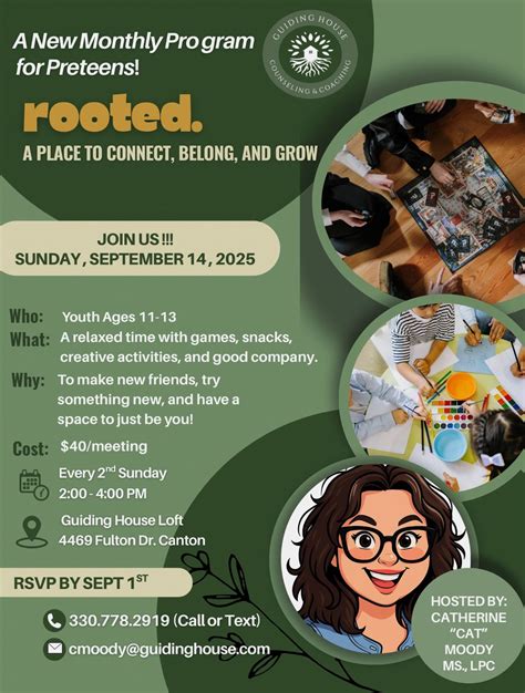 rooted. 🌱A preteen gathering., Guiding House, Canton, 14 September 2025 ...