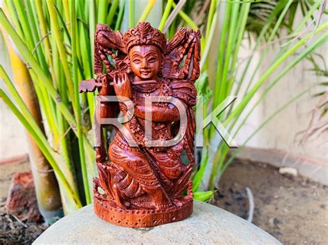 Buy RDK Natural Original Red Sandalwood Lord Krishna Idol Statue Wooden ...