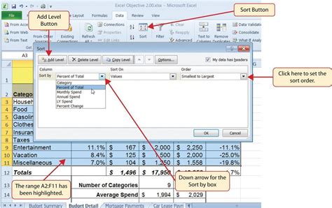 The Add Level button in the Sort dialog box is clicked to add one more ...