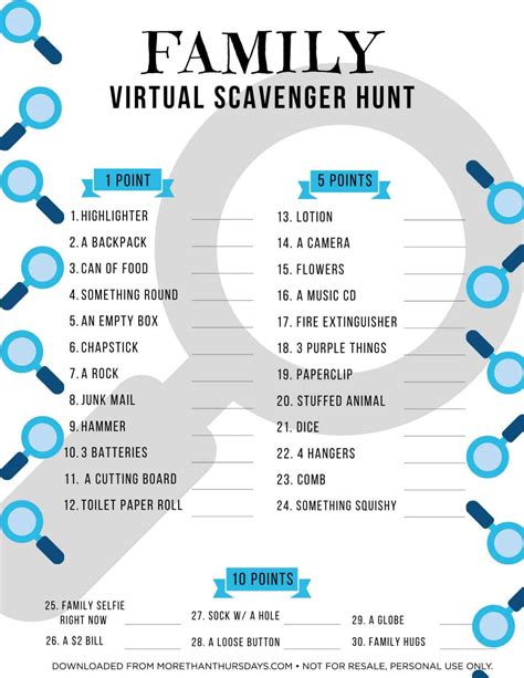 Virtual Scavenger Hunt – Free Printable | More Than Thursdays