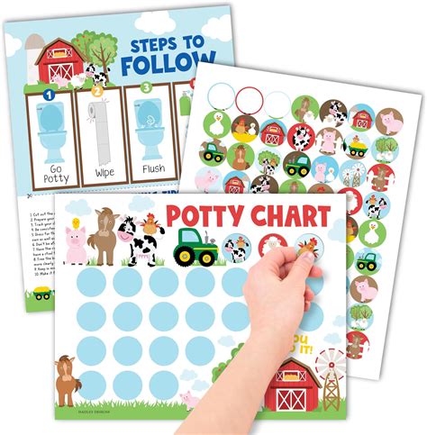 Hadley Designs Farm Animals Sticker Chart For Kids Potty Training ...