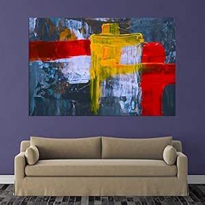 Inephos Unframed Canvas Lines Modern Abstract Art Wall Painting (91cm X ...