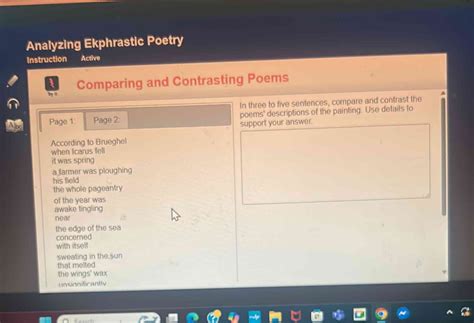 Solved: Analyzing Ekphrastic Poetry Instruction Active Comparing and ...