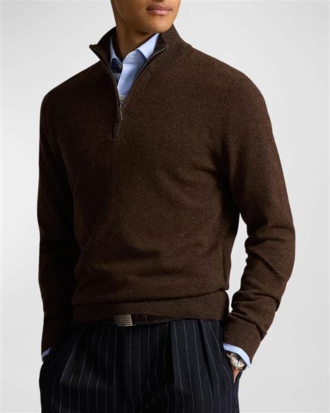 Polo Ralph Lauren Men's Wool Quarter-Zip Sweater | Neiman Marcus