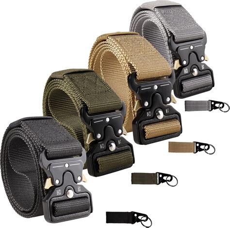 Tactical Belt,4 Pack Military Style Belts, Riggers Belts,Heavy-Duty ...