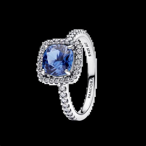 Кольцо с синими квадратным камнем 193550C01 купить в Киеве ≡ Pandora