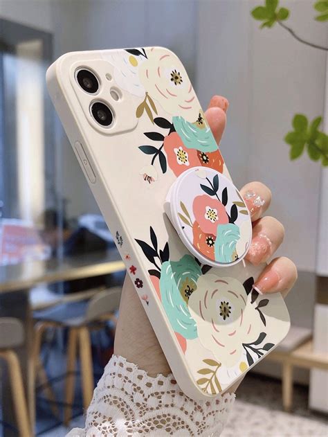 Floral Pattern Phone Case With Stand-Out Holder – Lasercutwraps Shop
