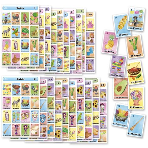 Buy Loteria Fiesta Bingo Game Set in Spanish, Mexican Fiesta Loteria for 20 Players - 20 Boards ...