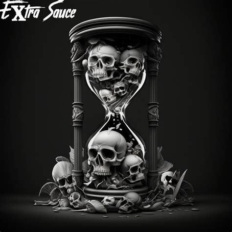 Skull Hourglass, Black and Grey, Tattoo Style, Gothic Style, Sands of ...