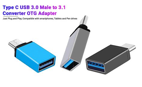 LIRAMARK Type C USB 3.0 Male to 3.1 Converter OTG Adapter (Grey ...