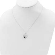 Buy Sterling Silver Black And White Cz Heart With Paw Print 18 Inch ...