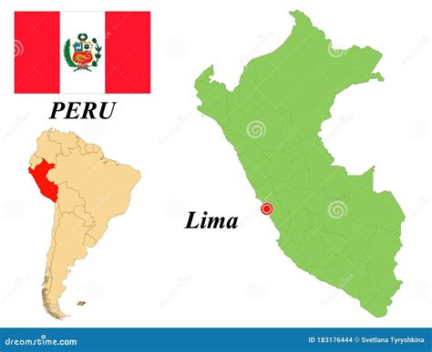 Flag map capital of Peru stock vector. Illustration of republic - 183176444