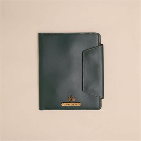 Custom Green Vegan Leather Folder – Personalized Office Gift – Happy ...