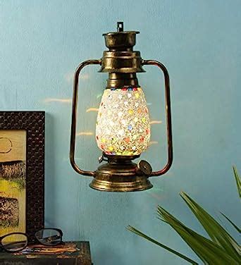 Buy Devansh Antique Gold Multicolour Mosaic Glass Wall Mounted Lantern ...