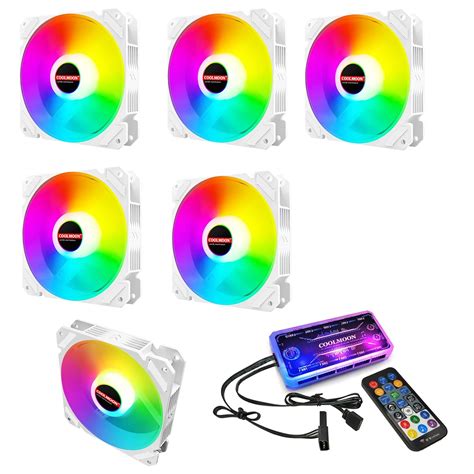 RGB Case Fans 6 Pack, 120mm Computer Cooling PC Case Fan Addressable ...