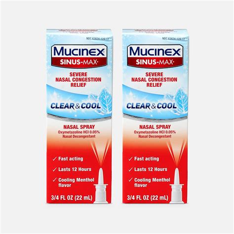 FSA Eligible Mucinex Sinus-Max Nasal Spray Clear and Cool, .75 oz. (2 ...