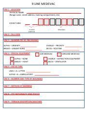 9 Line Medevac: Location, Call Sign, Priority, Special | Course Hero