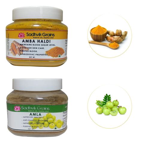 Combo of Amba haldi and Amla Powder (90g Each) : Amazon.in: Grocery ...