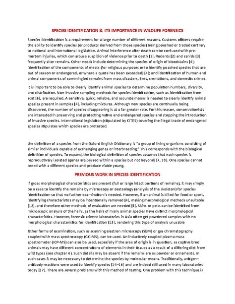 Species Identification in Wildlife Forensics: Key Concepts and Methods ...