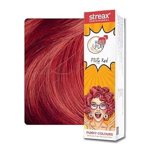 Streax Professional Hold & Play Funky Colour, Flirty Red | Vibrant Semi ...