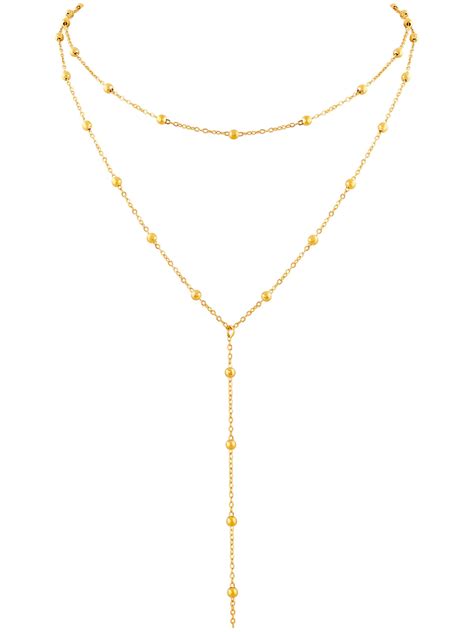 Sacina Gold-tone Dainty Long Layered Choker Necklace, Long Gold-tone ...